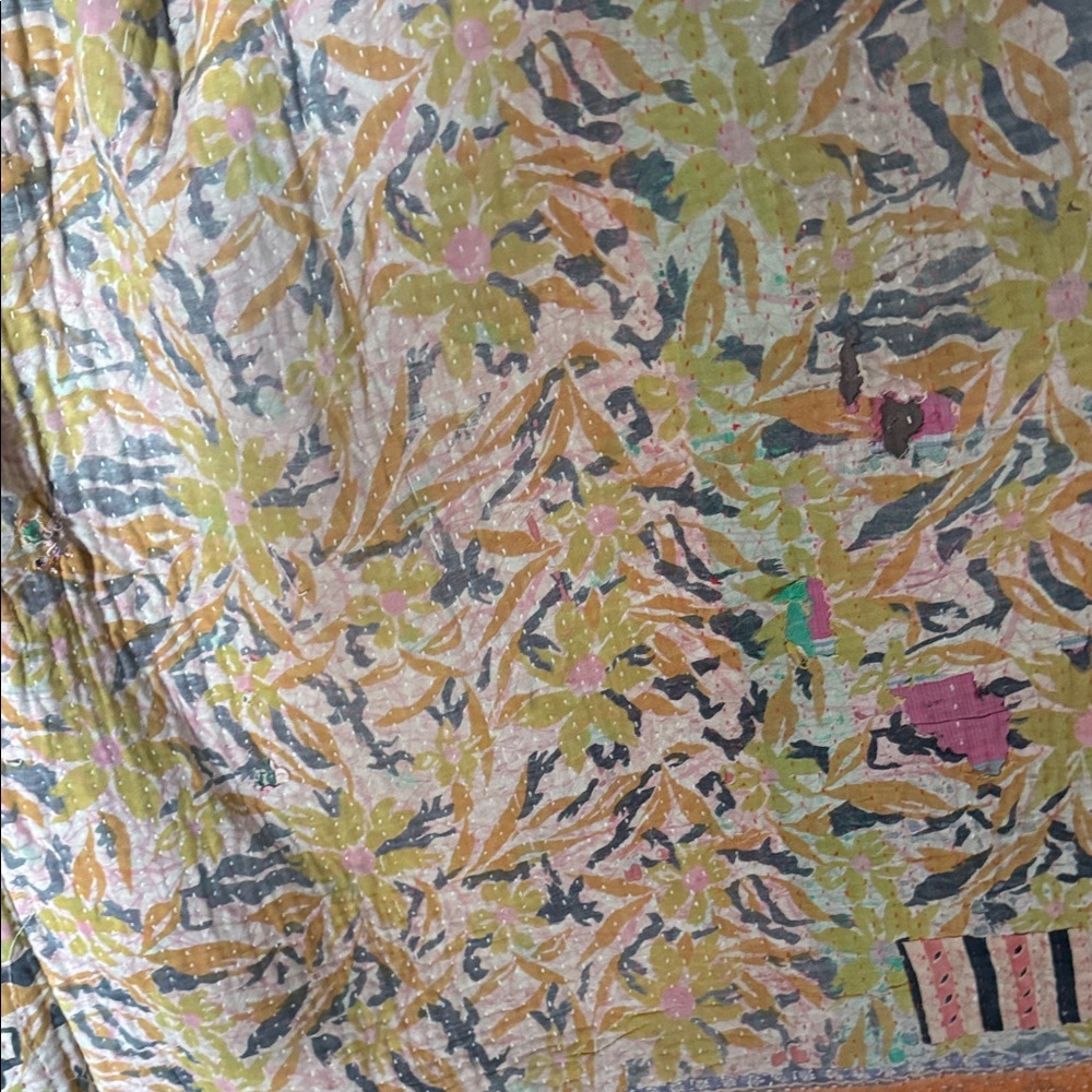 NEW- Jaded Gypsy Boho Kantha Patchwork Long Coat - Multi Color - Picture 8 of 11